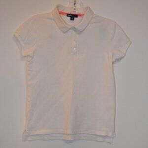 GAP Kids White Polo T-Shirt 96% Cotton-4% Spandex Unisex 1/4 Buttons-Up XL (12)